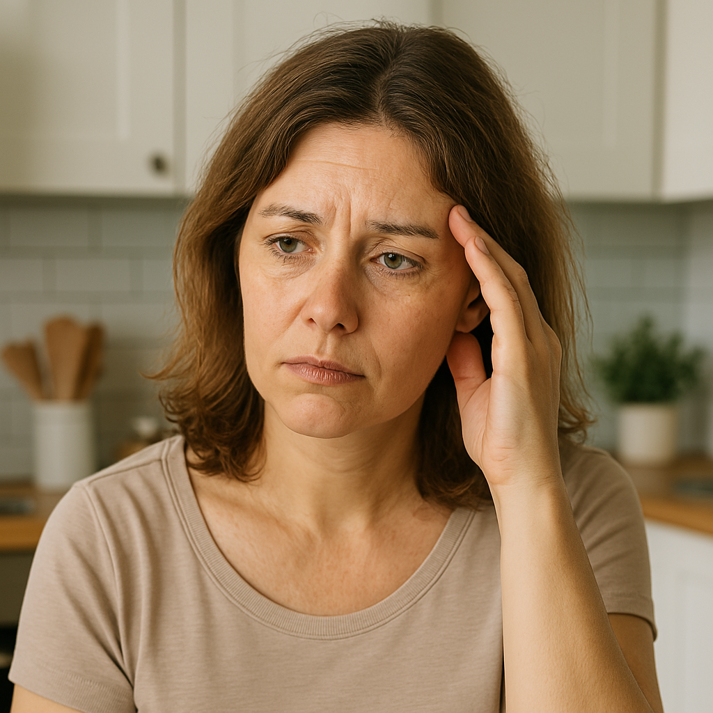 Woman experiencing perimenopause symptoms